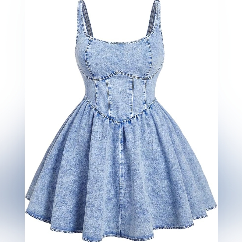 Chic Light Blue Denim Dress Plus Size 4x